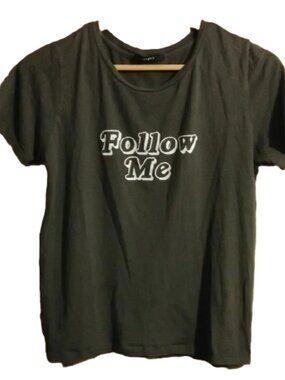 Forever 21 Olive Green "Follow Me" T-Shirt